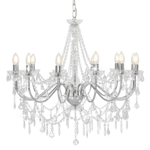 Lampadario con perline argento - con,