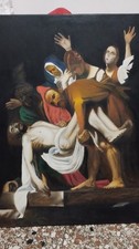 Dipinto Olio su tela "Deposizione di Cristo" copia da Caravaggio 60 cm× 80