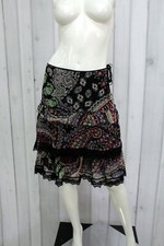 PINKO Gonna 100% Seta Taglia Size 44 Donna Skirt Gonna Svasata Jupe Denim Rock