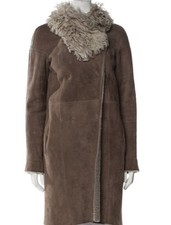 Cappotto in pelle di pecora shearling marrone marrone chiaro Yves Salomon F34 XS