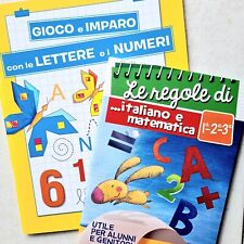 2 Libri Bambini-Le Regole di Italiano e Matematica+Gioco e Imparo lettere-numeri