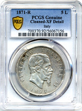 1871-R Italy 5 Lire, Victor