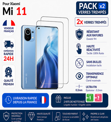 Verre trempé xiaomi 11 - 2x,