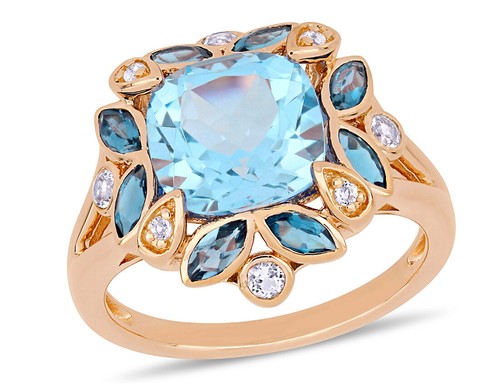 Anello fiore topazio - blu, e