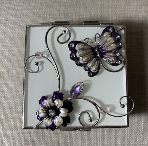 Square glass metal trinket - square,