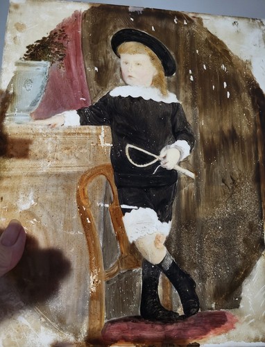 Antico quadro vetro giovane - antico, su