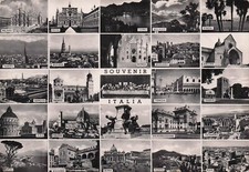 24-83D CARTOLINA SOUVENIR ITALIA 25 VEDUTINE CENACOLO MILANO ROMA NAPOLI BOLOGNA