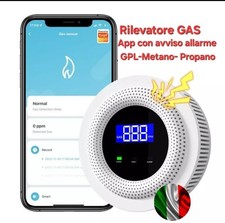 Sensore Gas WiFi App Smart Life Allarme Sicurezza Casa Cucina GPL Metano Propano