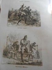1836 INCISIONE ACCIAIO GUERRA NAPOLEONICA SORPRESO OROLOGIO MILITARE RICREAZIONE MILITARE
