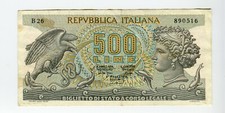 Aretusa 500 lire banknote