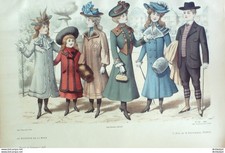 Gravure Mode Le Moniteur & Gazette 1901 # 48 (Old Fashion plate)