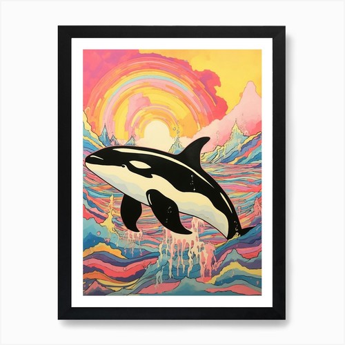 Pastel rainbow orca whale - pastel,