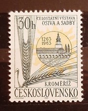 Francobolli Cecoslovacchia Agricoltura Spighe grano e Castello di Kromeriz 1963