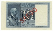 10 LIRE CAMPIONE SAGGIO BIGLIETTO DI STATO VITTORIO EMAN.LE III FASCIO 1935 SUP