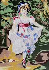 Arazzo punto ago tela dipinta