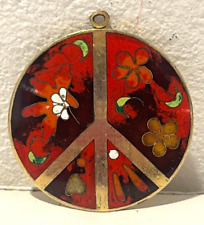 BIGIOTTERIA VINTAGE ANNI '70 - CIONDOLO TONDO IN METALLO CON SIMBOLO DELLA PACE