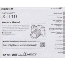 FUJIFILM Manuale Istruzioni X-T10 inglese Cartaceo Stampato 13x16cm originale