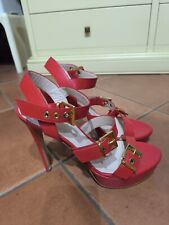 CHON -Sandali rossi tacco alto e plateau -con cinturino alla caviglia -41 -NUOVO