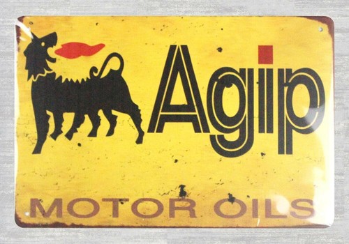 Insegna metallo latta agip - insegna,