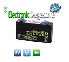BATTERIA 6V 1,3A PIOMBO GEL ERMETICA LAMPADE EMERGENZA 1,2AH RICARICABILE AGM