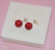 Orecchini donna  in Argento 925 e Corallo Rosso Bambù 7,5 mm