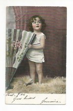 C1 - Cartolina Fotografica Costumi  La Bimba e il Ventaglio Vg 1901