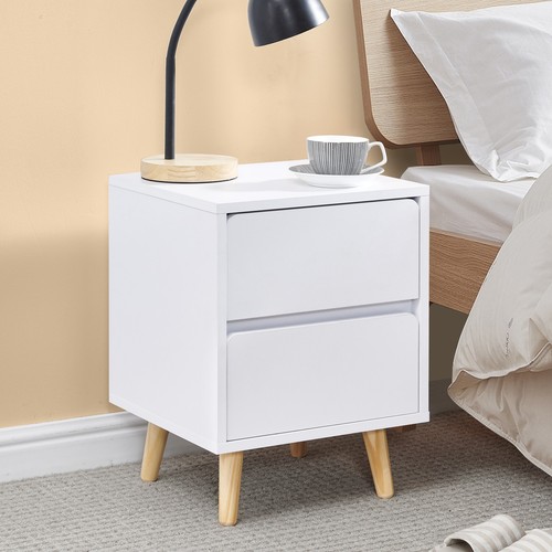 Comodino bianco con cassetti - comodino,