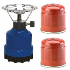 Fornello cucina a gas con 2 bombolette da viaggio per tenda campeggio boy scout