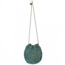 Borsa a mano Bagmati ABACA con coulisse intrecciata all'uncinetto blu marrone...