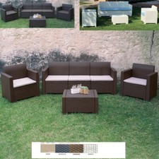Salotto Da Giardino Esterno Poli Rattan Divano Poltrone Set Colorado Nebraska 3