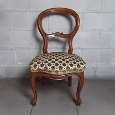 Antica sedia legno artigianale imbottitura verde bianca a fiori Italia primi 900