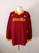 MATCH WORN Barilla Maglia Vintage De Marchi AS ROMA Adidas 91/92 Shirt TRIKOT 
