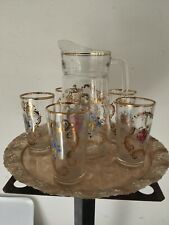 Antico Servizio Bicchieri+ Caraffa + Vassoio 