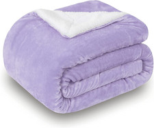 Coperta Plaid in Pile Sherpa, Lilla 220 X 240 Cm Coperta Di Peluche Super Morbid