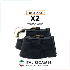 COPPIA DUE 2 CAMERE D'ARIA BICI ELETTRICA 18 X 2.50 POLLICI VALVOLA CURVA