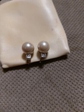 Orecchini Vintage Anni 70 Perle Di Maiorca con zircone