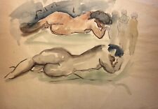 ECOLE DE PARIS grande gouache non firmata, al retro scritta Paris 1944