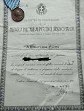DIPLOMA MEDAGLIA BRONZO MERITO LUNGO COMANDO FANTERIA ATTESTATO REGIO ESERCITO 