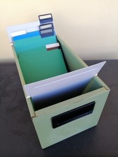 Schedario Buffetti vintage anni 70 schede metallo verde ufficio