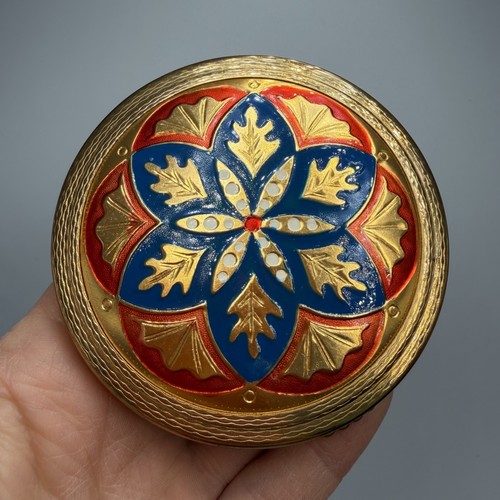 Vintage brass guilloche enamel - brass,
