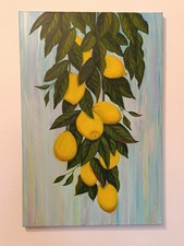 Albero di limone. Quadro unico acrilico su tela dipinto a mano 60 x 40 cm