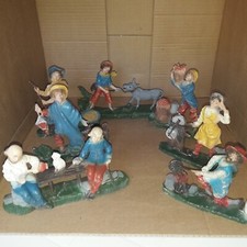 Lotto 7 Statuine Presepe vintage Statuette plastica 12-13 cm