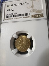 COIN ITALY  : 5 LIRE 1863T NGC