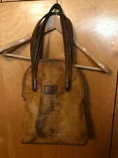 BORSA ALVIERO MARTINI DOPPI MANICI USATA CHIUSURA ZIP WORLD MAP PELLE TOTE SHOUL