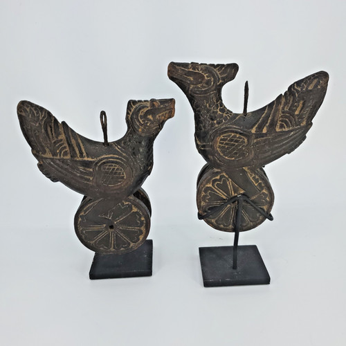Coppia antiche pulegge a - coppia,