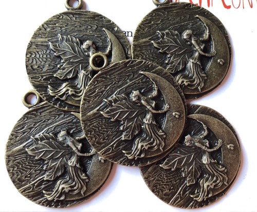 Medaglioni fata luna bronzo - medaglioni,