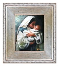 Madonna Con Bambino - 72x82cm - Dipinto A Olio Su Tela - Con Cornice - G17498