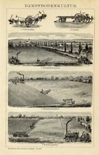 1889 Antica Stampa = TRATTORI A VAPORE = Agricoltura =  OLD PRINT