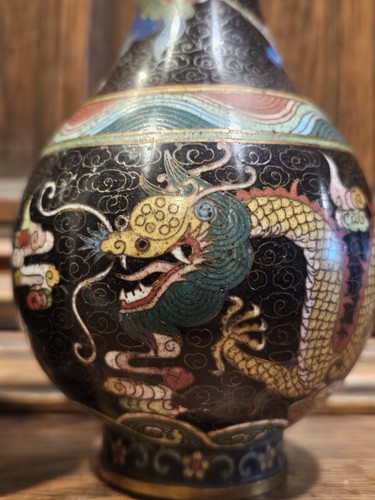 Coppia vaso drago cloisonne - vaso,