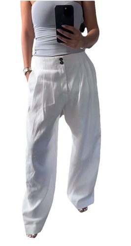 Pantalone lino bianco zara - bianco,